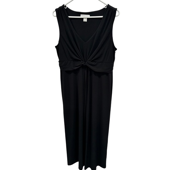 Christopher & Banks Dresses & Skirts - Christopher & Banks Womens Black Twist Front V-Neck Sleeveless Midi Dress M